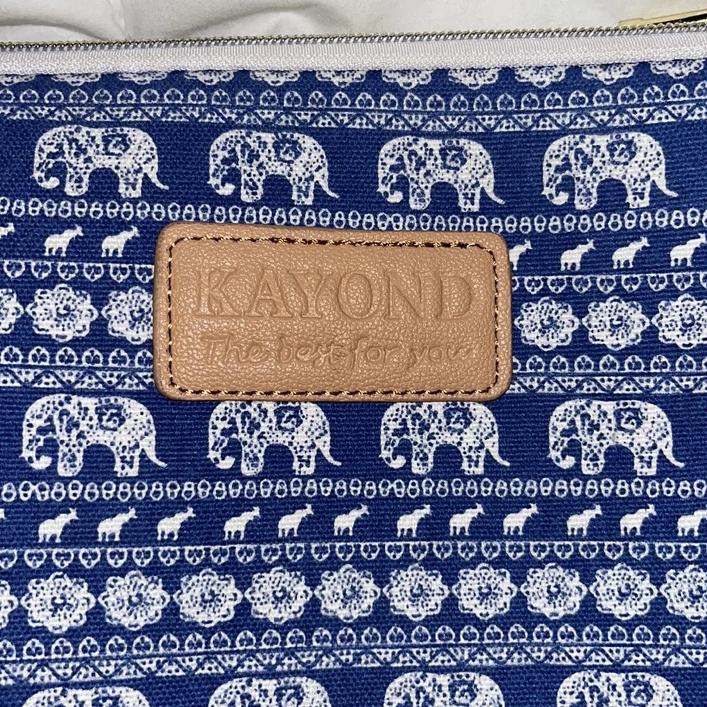 KAYOND Canvas Fabric Sleeve Case Elephant Pattern Blue And White